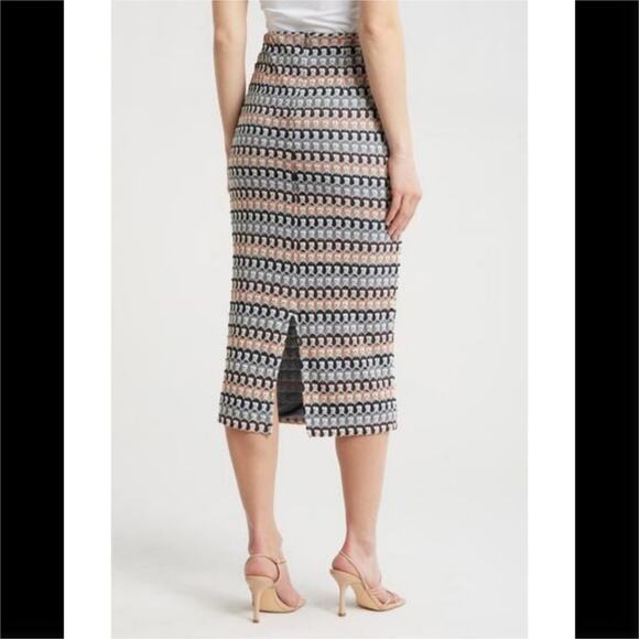 DR2 by Daniel Rainn Crochet Stripe Midi Skirt | Gray | S - Picture 2 of 7